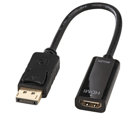 Lindy DisplayPort to HDMI 4K Adapter (passive) - 0.15 m - DisplayPort - HDMI - Male - Female - Straight