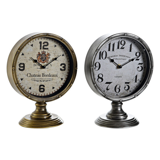 Настольные часы DKD Home Decor Позолоченный Серебристый Металл Стеклянный Vintage 20,5 x 13,5 x 28 cm (2 штук)