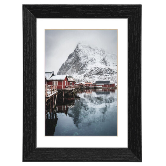 Hama Oslo - Glass - MDF - Black - Single picture frame - Table - Wall - 20 x 28 cm - Reflective