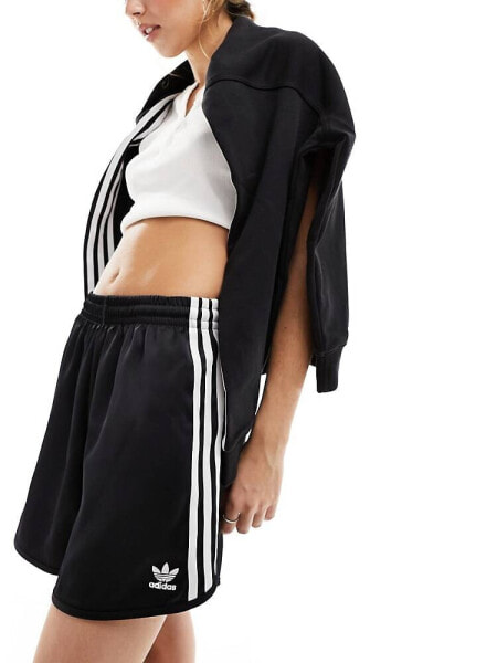 adidas Originals three stripe sprinter shorts in black