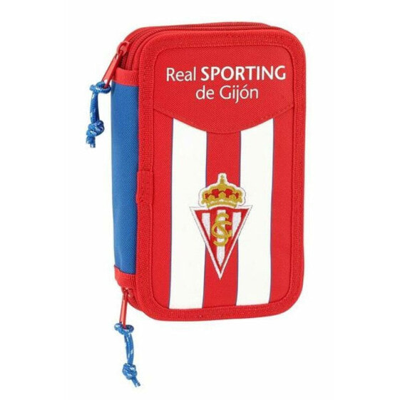 Двойной пенал Real Sporting de Gijón Белый Красный 12.5 x 19.5 x 4 cm (28 Предметы)