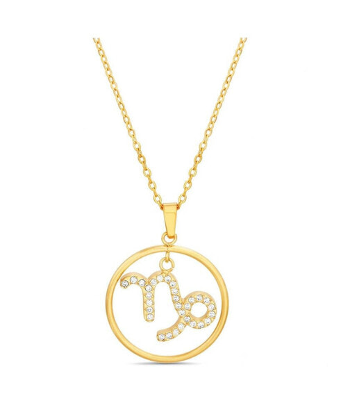Gold-Tone Dangle Round Initial Pendant Necklace