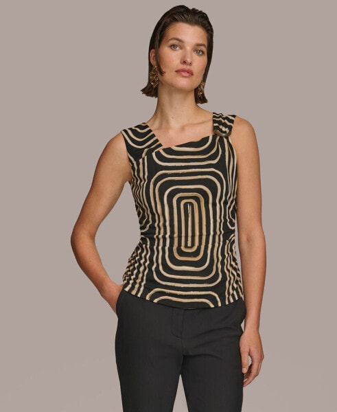 Women's Asymmetrical Tortoise-Hardware Top