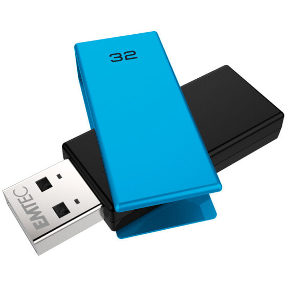 EMTEC C350 Brick 2.0 - 32 GB - USB Type-A - 2.0 - 15 MB/s - Swivel - Black,Blue
