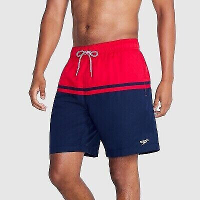 Speedo Men's 7" Colorblock Swim Shorts - Red/Blue XL