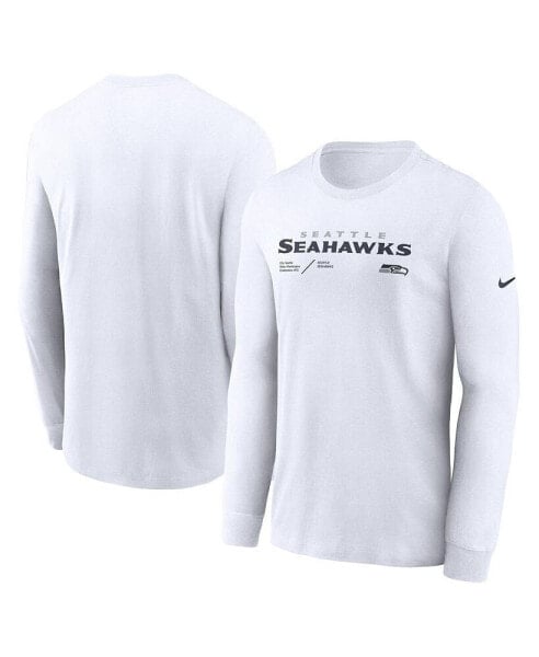 Men's Silver Seattle Seahawks Sideline Infograph Lock Up Performance Long Sleeve T-shirt