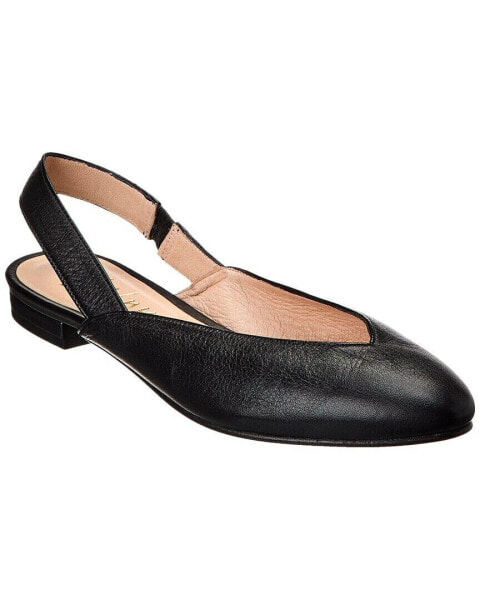 French Sole Breezy Leather Slingback Flat Women's Black 5