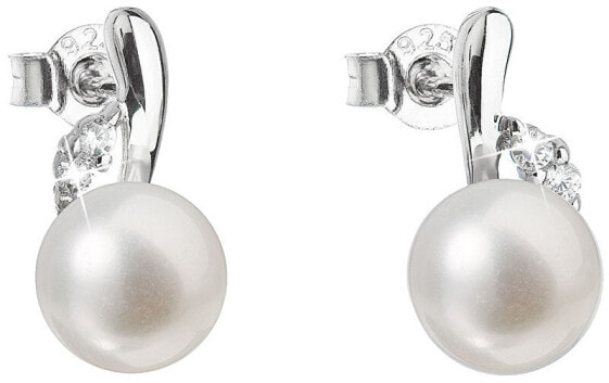 Silver earrings with genuine pearls Pavon 21029.1