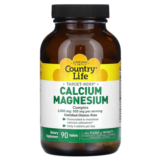 Кальций-Магний Комплекс Country Life, 1000 мг, 360 таблеток (500 мг на таблетку)