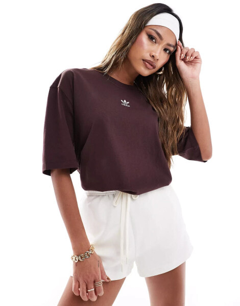 adidas Originals essentials boyfriend t-shirt in shadow brown