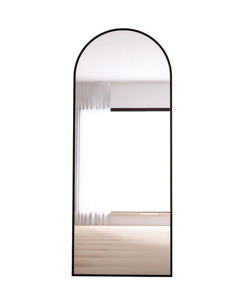 65" Arched Full Length Mirror Floor Dressing Mirror - Black