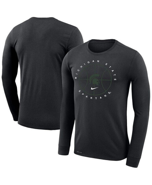 Men's Black Michigan State Spartans Basketball Icon Legend Performance Long Sleeve T-shirt