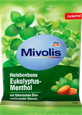 Bonbon, Eukalyptus-Menthol, zuckerfrei, 75 g