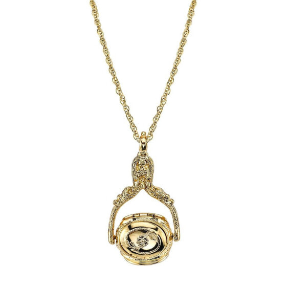 Gold-Tone 3-Sided Spinner Locket Necklace 30"