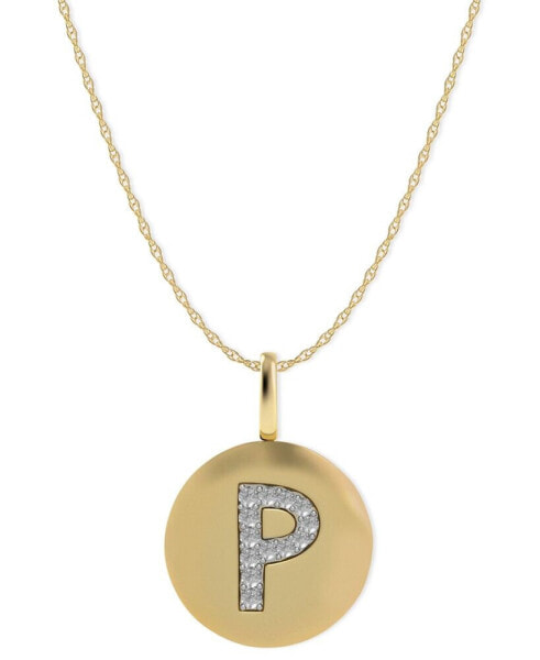 Macy's 14k Gold Necklace, Diamond Accent Letter P Disk Pendant