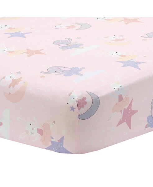 Tiny Dancer Elephant/Bunny Ballet Baby Fitted Crib Sheet - Pink