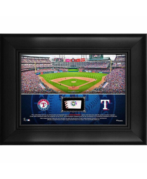 Картина сцены стадиона Texas Rangers в раме 5" x 7" с кусочком игрового бейсбольного мяча Fanatics Authentic