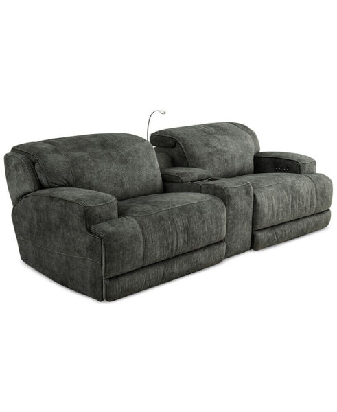 Sebaston 3-Pc. Fabric Sofa with 2 Power Motion Recliners and 1 USB Console, Created for Macy's