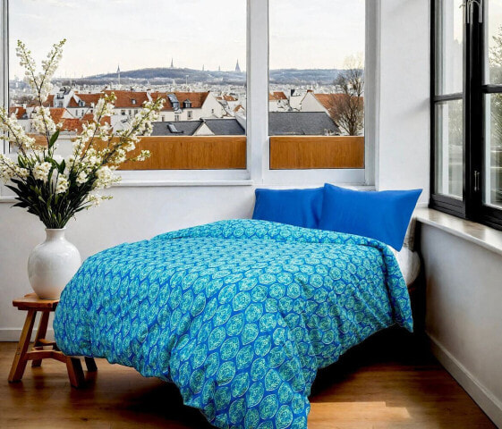 Indian Block Print- Recycled Plastic/Sustainable Cotton Twin Size Duvet Cover Set