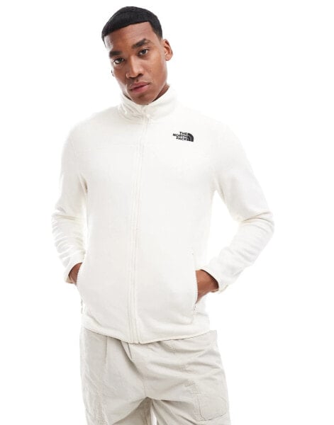 The North Face 100 glacier full zip fleece in white dune