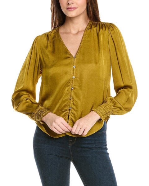 Bella Dahl Smocked Cuff Button Down Shirt Women's