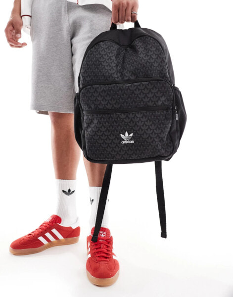 adidas Originals monogram backpack in black