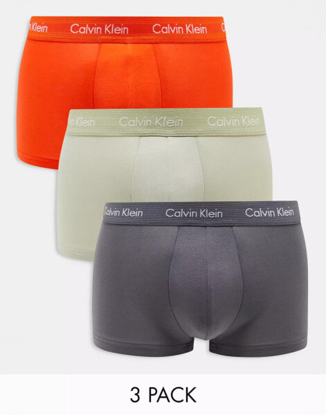 Calvin Klein low rise cotton stretch trunks 3 pack in multi