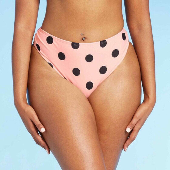 Juniors' Cheeky High Leg High Waist Bikini Botto - Xhilaration Blush Polka Dot M