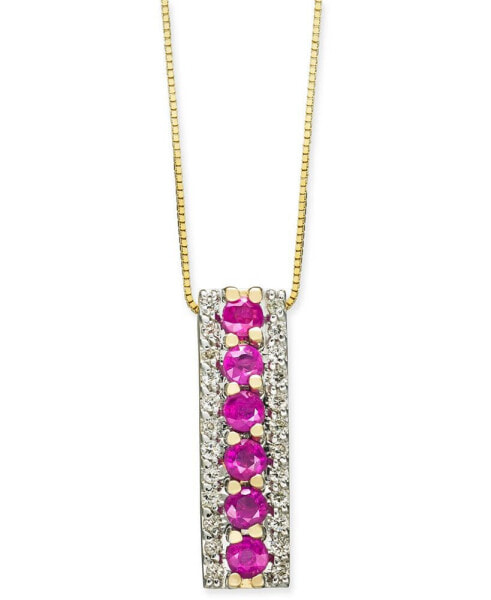 Ruby (7/8 ct. t.w.) & Diamond (1/4 ct. t.w.) 18" Pendant Necklace in 14k Gold