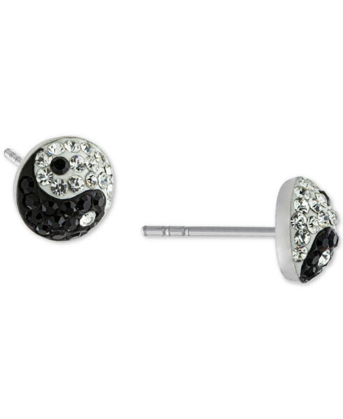 Crystal Yin Yang Stud Earrings in Sterling Silver, Created for Macy's