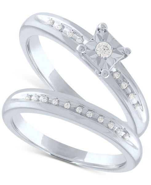 Diamond Bridal Set (1/10 ct. t.w.) in Sterling Silver