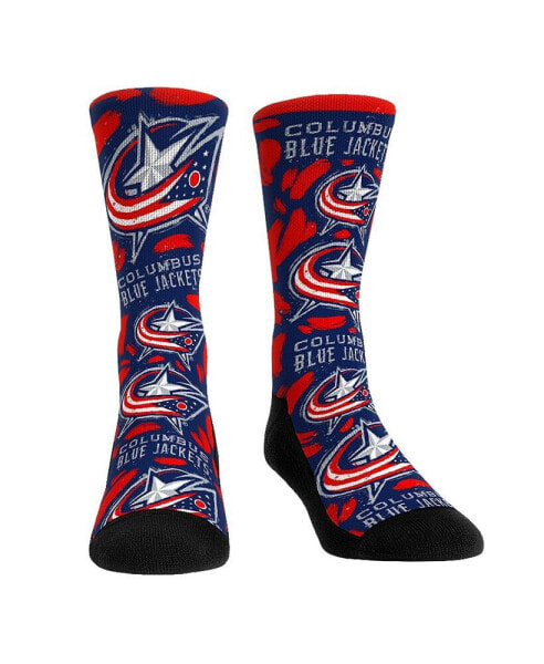 Men's and Women's Socks Columbus Blue Jackets Allover Logo and Paint Crew Socks