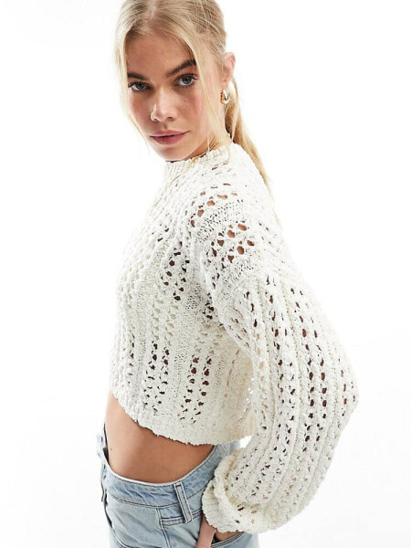 ASOS DESIGN boucle jumper in open stitch in cream