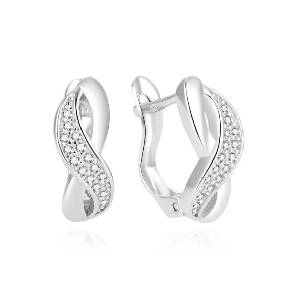 Elegant silver earrings with zircons AGUC1861