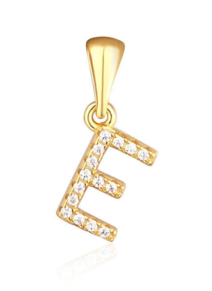 Gold-plated pendant with zircons letter "E" SVLP0948XH2BIGE