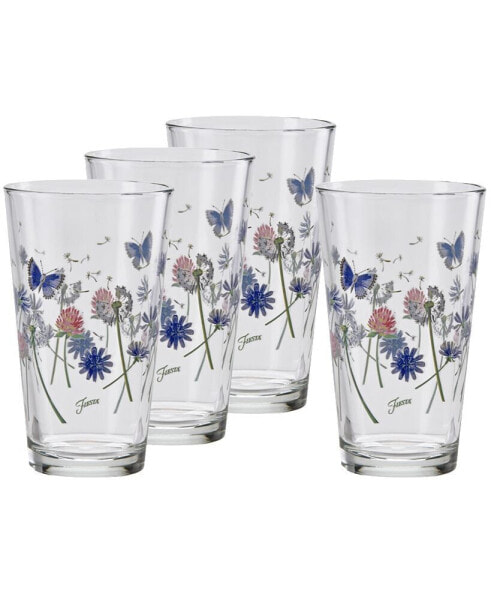 Breezy Floral 16-Ounce Tapered Cooler Glass, Set of 4