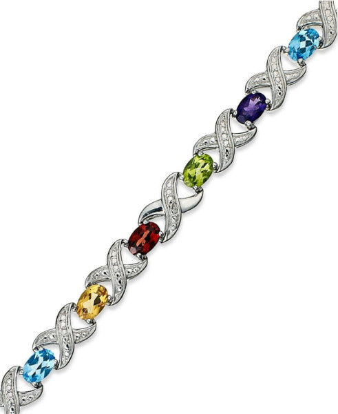 Amethyst (6-1/2 ct. t.w.) and Diamond Accent XO Bracelet in Sterling Silver (Also in Multi, London Blue Topaz & Garnet)