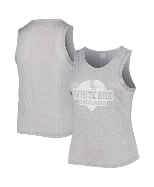 Women's Gray Chicago White Sox Plus Size High Neck Tri-Blend Tank Top