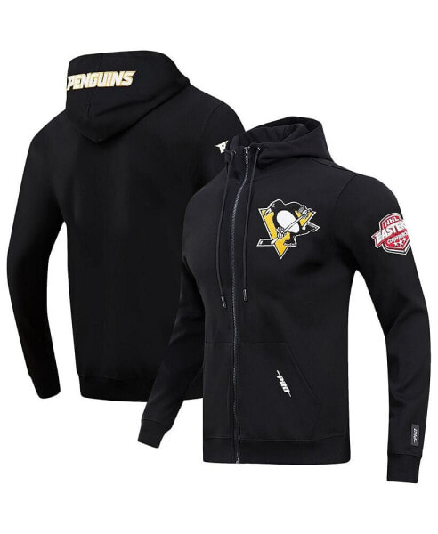 Men's Black Pittsburgh Penguins Classic Chenille Full-Zip Hoodie Jacket