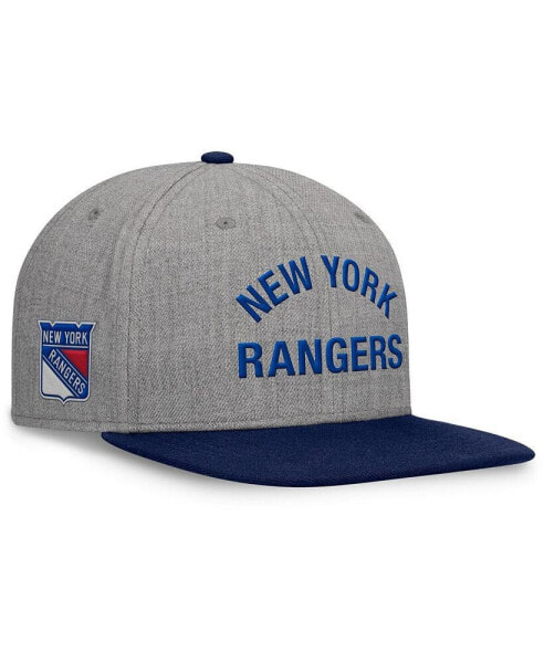 Men's Heather Gray New York Rangers Elements Flat Brim Leather Strapback Hat