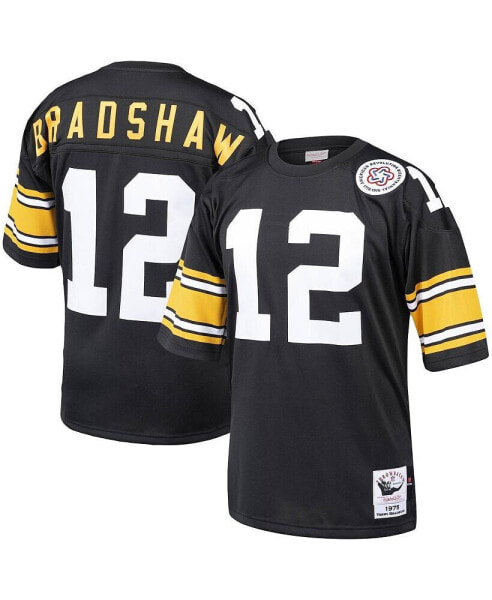 Men's Terry Bradshaw Black Pittsburgh Steelers 1975 Authentic Throwback Retired Player Jersey