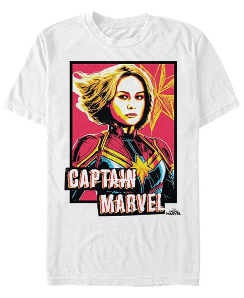 Marvel Men's Captain Marvel Neon Captain Marvel Front Profile Short Sleeve T-Shirt