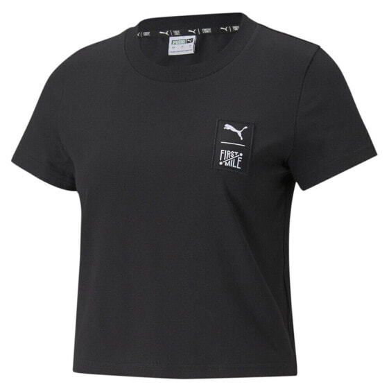 Puma Logo Crew Neck Short Sleeve T-Shirt X Fm Womens Black Casual Tops 53233801