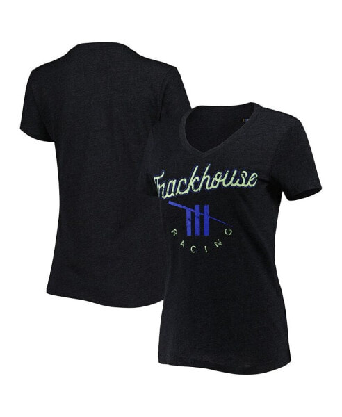 Women's Black TRACKHOUSE RACING Bump and Run V-Neck T-shirt