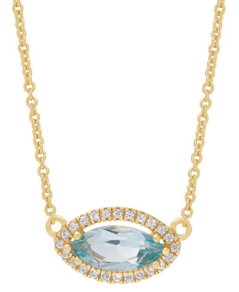 Macy's blue Topaz (1-1/5 ct. t.w.) & Lab grown White Sapphire (1/8 ct. t.w.) Evil Eye 18" Pendant Necklace in 14k Gold-Plated Sterling Silver