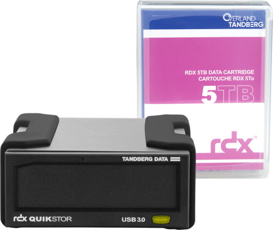 Overland-Tandberg RDX external drive kit with 5TB cartridge - black - USB3+ - Storage drive - RDX cartridge - USB 3.2 Gen 1 (3.1 Gen 1) - HDD - UL 60950 - CSA C22.2 No. 60950 - IEC 60950/ EN60950 FCC 47CFR - part 15 - class B - CISPR22 - class B,... - 5000 GB