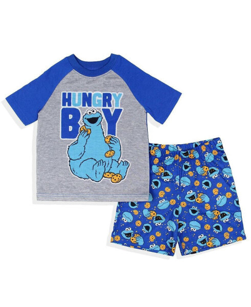 Toddler Boys Cookie Monster Hungry Sleep Pajama Set Short