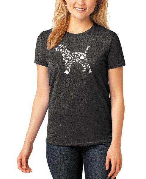 Women's Premium Blend Dog Paw Prints Word Art T-shirt