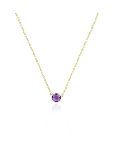 Amethyst Single Bezel Necklace 14K Gold