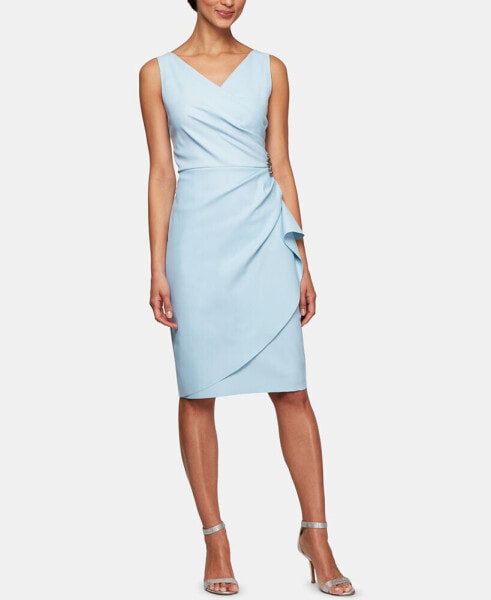 Compression Embellished Ruched Sheath Dress